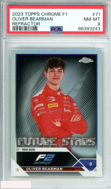 2023 TOPPS CHROME F1 OLIVER BEARMAN #71 REFRACTOR POP ! PSA 8 NM-MT