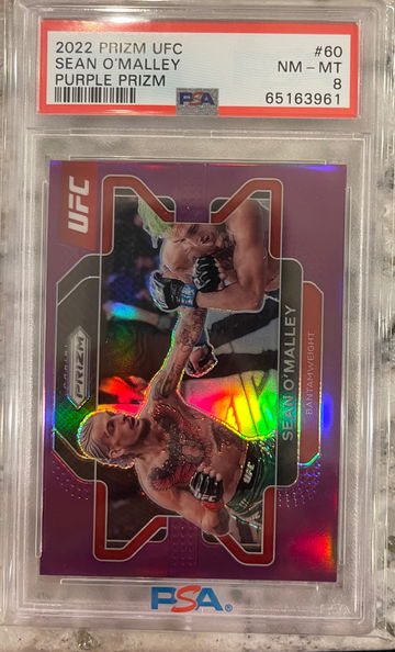 2022 Panini UFC Prizm Sean O'Malley Purple PRIZM PARALLEL #/149 PSA 8