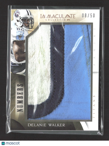 2014 Panini Immaculate Collection Numbers Delanie Walker #IM-DWA /50 Game-worn material patch