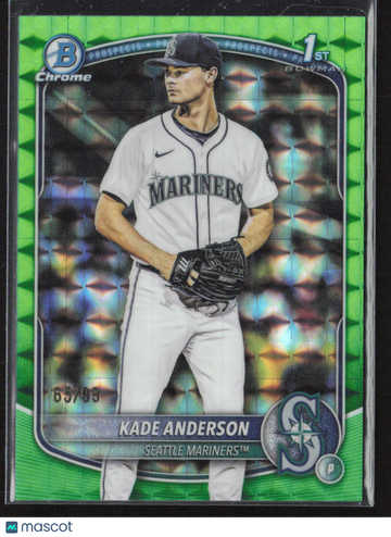 2025 Bowman Chrome Kade Anderson BDC-3 Green Lunar Glow Refractor 1st Bowman Seattle Mariners Baseball Card