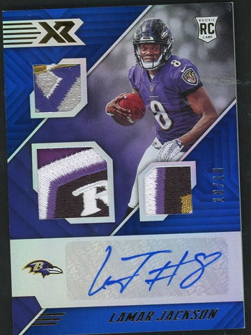 2018 Panini XR Gold Lamar Jackson #172 RC Patch Auto /10
