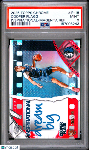 2025 Topps Chrome Inspirational Cooper Flagg #IP-18 Magenta Ref 369/399 PSA 9