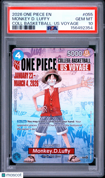 2026 One Piece Promos Monkey D. Luffy Coll Basketball: Us Voyage PSA 10 #P-055