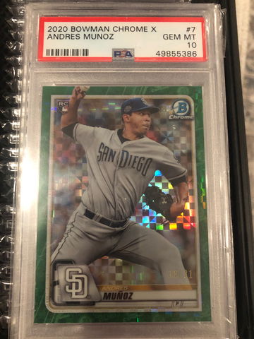 2020 Bowman Chrome X psa 10 Andres Munoz /31