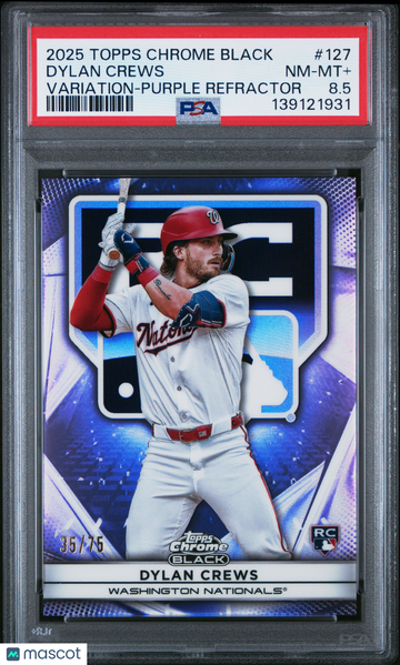 2025 Topps Chrome Black Dylan Crews #127 Variation Purple Refractor /75 PSA 8.5