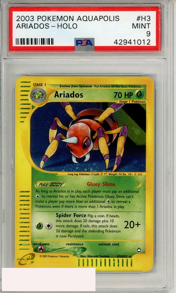 2003 POKEMON AQUAPOLIS ARIADOS-HOLO #H3 PSA 9 MINT