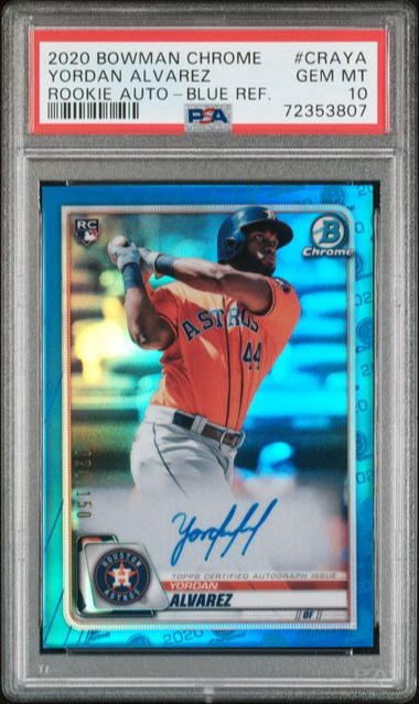 2020 Bowman Chrome Yordan Alvarez Blue Refractor Auto PSA 10 /150