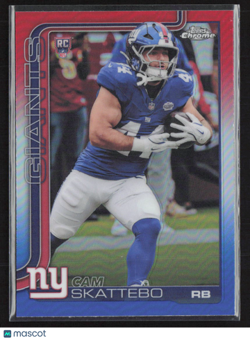 2025 Topps Chrome Cam Skattebo #331 Red, White and Blue Refractor RC