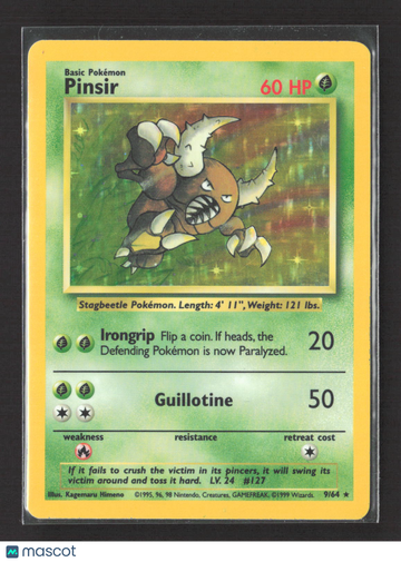 1999 Jungle Pinsir Holo Rare #9/64