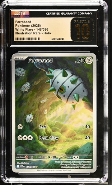 2025 Pokemon #148/086 Ferroseed White Flare CGC 10