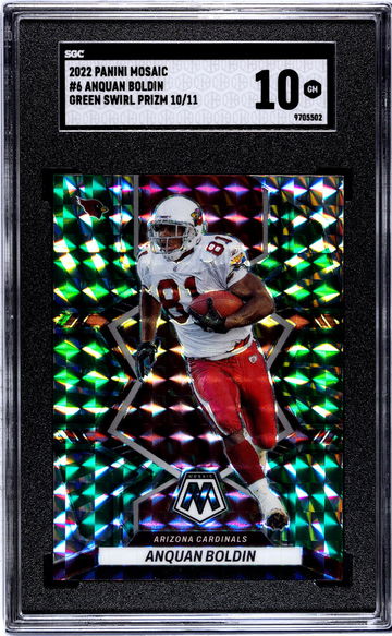 2022 Panini Mosaic #6 Anquan Boldin Green Swirl Prizm /11 SGC 10