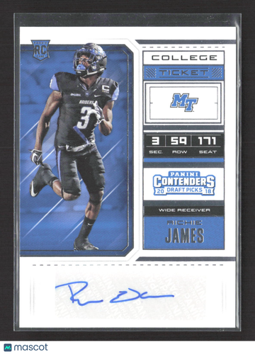 2018 Panini Contenders Draft Picks Richie James #133 RC Auto
