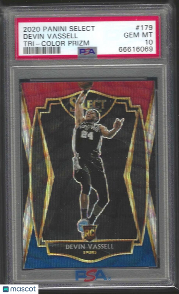2020 Panini Select Devin Vassell #179 Tri Color Prizm PSA 10