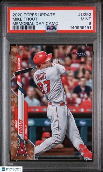 2020 Topps Update Mike Trout #U292 Memorial Day Camo PSA 9