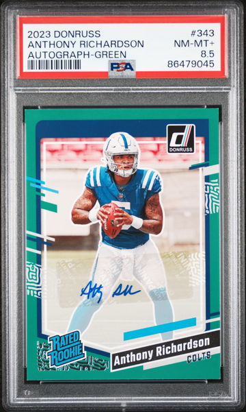 2023 Donruss Green Anthony Richardson #343 RC Auto PSA 8.5