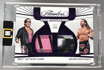 2024 Panini Flawless WWE Shawn Michaels/Bret "Hit Man" Hart #4 Dual Patch Amethyst /8
