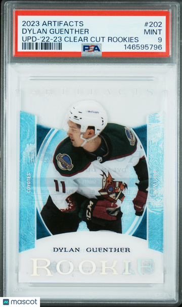 2023 Upper Deck Artifacts Update Dylan Guenther #202 '22 23 Clear Cut Rookies Rookie PSA 9