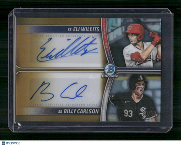 2025 Bowman Draft Baseball Prospect Dual Autograph Eli Willits Billy Carlson #PDA-WC /50 Gold Prospect Dual Autograph Ca