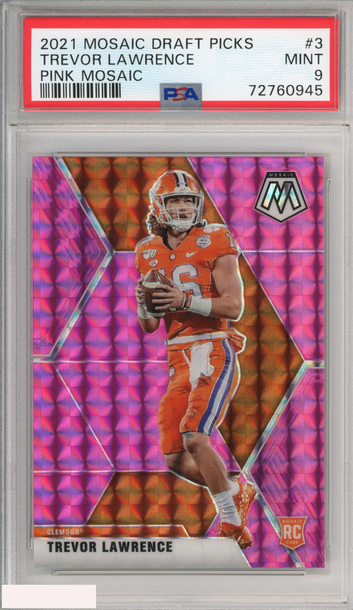 2021 PANINI MOSAIC DRAFT PICKS TREVOR LAWRENCE #3 PINK 23 OF 25 RC PSA 9 MINT