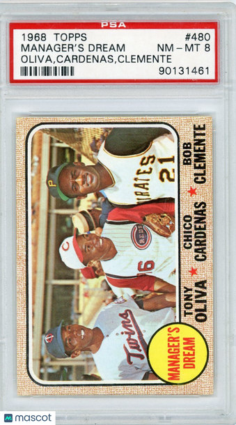 1968 Topps Manager's Dream #480 Oliva Cardenas Clemente PSA 8