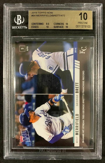 2019 Topps Now #64 Whit Merrifield / George Brett BGS 10 PRISTINE POP 7 - DHL Express Air with Tracking from Overseas