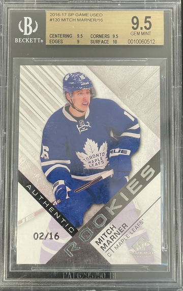 Mitch Marner 2016-17 SP Game Used #130 Rookie 02/16 Jersey Number True RC BGS 9.5 Gem Mint