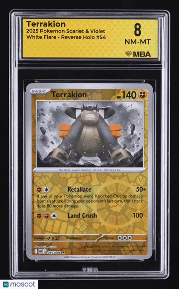 2025 Pokemon Scarlet & Violet White Flare Terrakion Reverse Holo MBA 8 #54