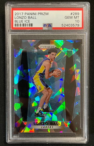 Lonzo Ball 2017 Panini Prizm Blue Ice RC #d 10/99 PSA 10