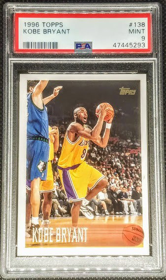 Kobe Bryant 1996 Topps RC Rookie Card # 138 Graded PSA 9 Mint