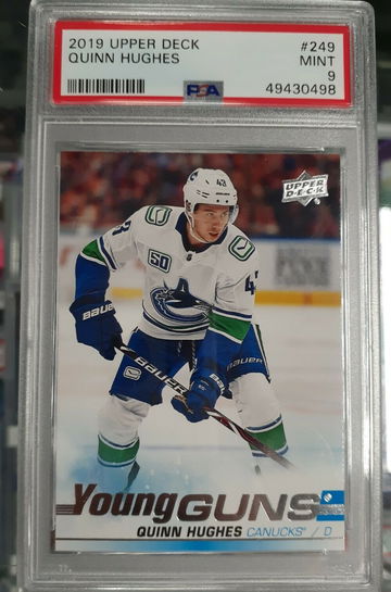 2019 Upper Deck Young Guns #249 Quinn Hughes RC Rookie PSA 9