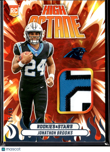 Jonathon Brooks 2024 Panini Rookies & Stars High Octane Patch RC Authentic Memorabilia /49 Carolina Panthers