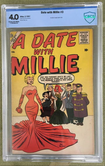 A DATE WITH MILLIE #3 CBCS 4.0 -- EARLY STAN LEE! 1ST VOLUME 1957! DECARLO CGC