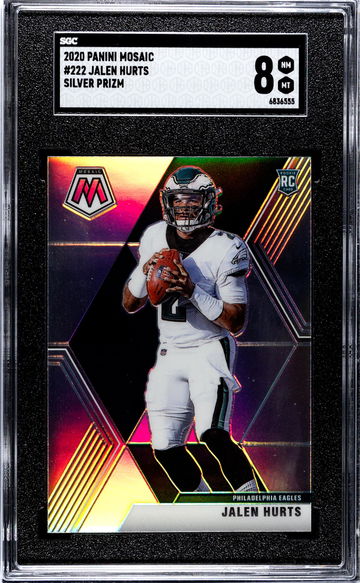2020 Panini Mosaic #222 Jalen Hurts Silver Prizm SGC 8