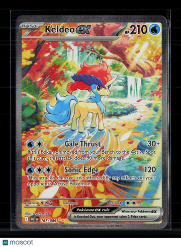 2025 Scarlet & Violet White Flare Keldeo EX Holo Secret Rare SAR #167/86