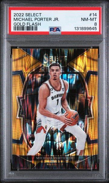 2022 Panini Select Gold Flash Michael Porter Jr. #14 /10 PSA 8