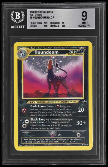 2001 Pokemon Neo Revelation Houndoom 1st Edition Holo BGS 9