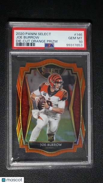 2020 Panini Select Joe Burrow #146 Orange Prizm Die-Cut Parallel/Variety Rookie Base Set PSA 10