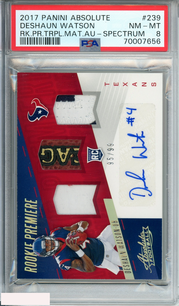 2017 PANINI ABSOLUTE DESHAUN WATSON#239 RKE PR TRPL MAT AU-SPECTRUM POP 1!!PSA 8