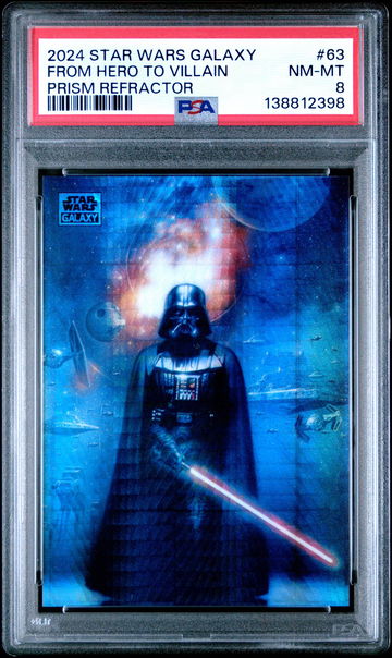 2024 Topps Chrome Star Wars Galaxy Prism Refractor From Hero To Villain #63 /75 PSA 8