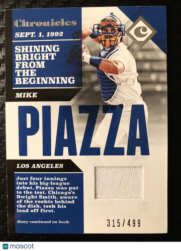 Mike Piazza 2017 Panini Chronicles Game Worn Relic CS-MP L.A. Dodgers #315/499