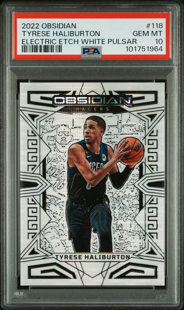 2022 Panini Obsidian Electric Etch White Pulsar Tyrese Haliburton #118 PSA 10