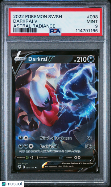 2022 Pokemon Sword & Shield Astral Radiance Darkrai V Astral Radiance PSA 9 #098