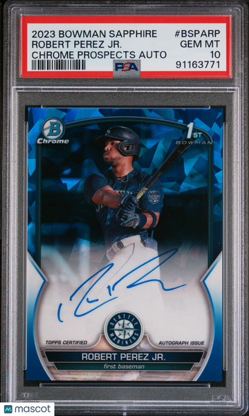2023 Bowman Sapphire Edition Chrome Prospects Autographs Robert Perez JR. #BSPARP PSA 10
