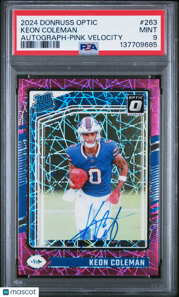 2024 Panini Donruss Optic Keon Coleman #263 Autograph Pink Velocity PSA 9