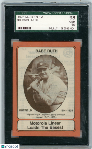 1976 Motorola Babe Ruth #9 SGC 10