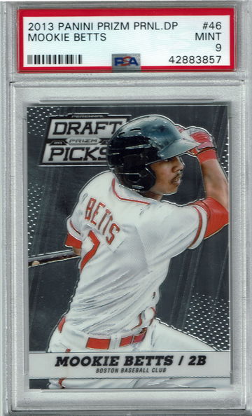 2013 Panini Prizm Draft Picks MOOKIE BETTS First Prospect Pre-RC Rookie Card PSA 9 MINT