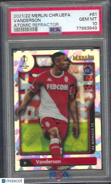 2021-2022 Topps Merlin Chrome UEFA League Vanderson #61 Atomic Refractor PSA 10