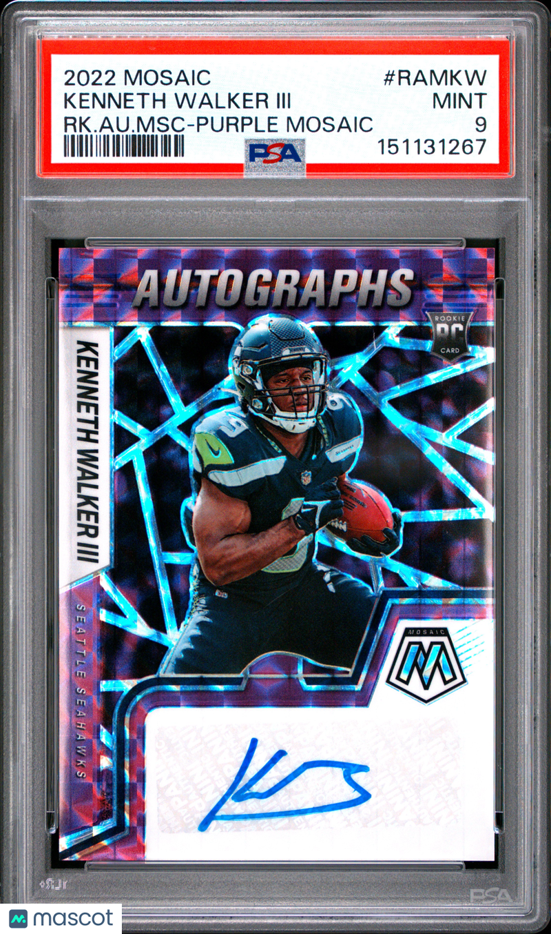 2022 Mosaic Rookie Autograph Kenneth Walker III #RAMKW Purple