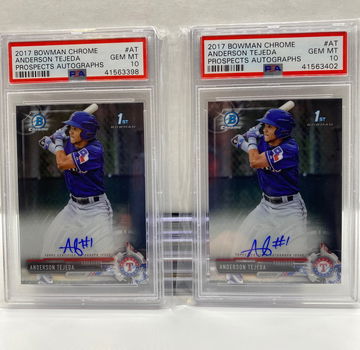 Lot of 2 Anderson Tejada 2017 Bowman Chrome Auto PSA 10