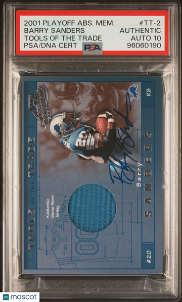 2001 Playoff Absolute Memorabilia Tools Of The Trade Barry Sanders #TT-2 PSA A Auto 10